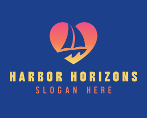 Gradient Heart Sailboat  logo design