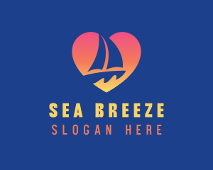 Gradient Heart Sailboat  logo design