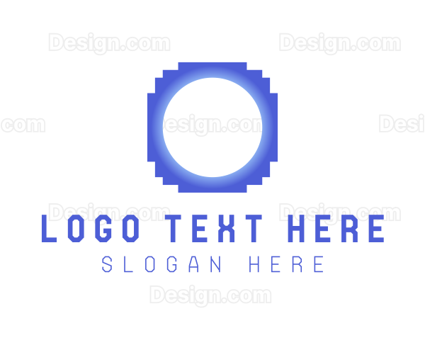 Blue Digital Letter O Logo