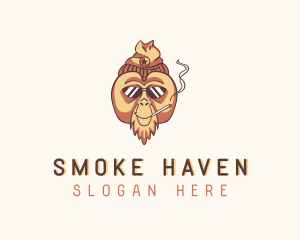 Animal Orangutan Smoking logo design