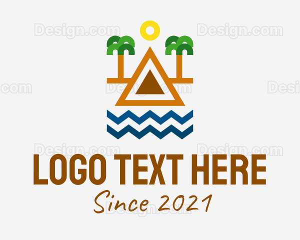 Tropical Island Outline Logo