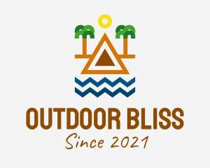 Tropical Island Outline  logo design