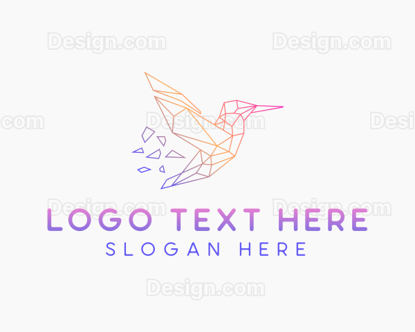 Minimal Geometric Hummingbird Bird Logo