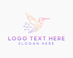 Minimal Geometric Hummingbird Bird logo