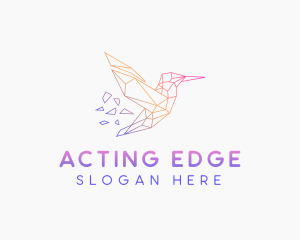 Minimal Geometric Hummingbird Bird logo design