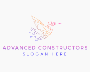 Minimal Geometric Hummingbird Bird logo design