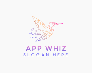 Minimal Geometric Hummingbird Bird logo design