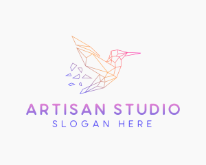 Minimal Geometric Hummingbird Bird logo design