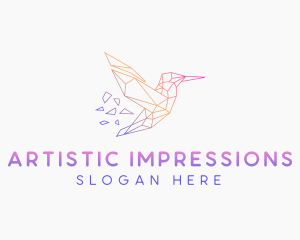 Minimal Geometric Hummingbird Bird logo design