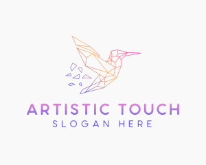 Minimal Geometric Hummingbird Bird logo design