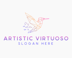 Minimal Geometric Hummingbird Bird logo design