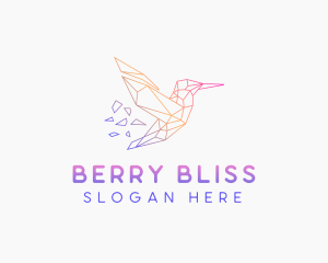 Minimal Geometric Hummingbird Bird logo design