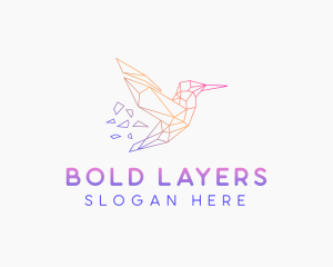 Minimal Geometric Hummingbird Bird logo design