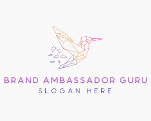 Minimal Geometric Hummingbird Bird logo design