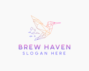 Minimal Geometric Hummingbird Bird logo design