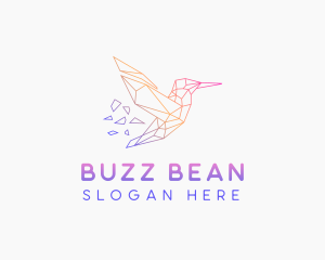 Minimal Geometric Hummingbird Bird logo design