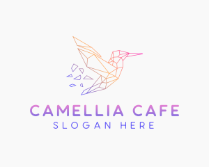 Minimal Geometric Hummingbird Bird logo design