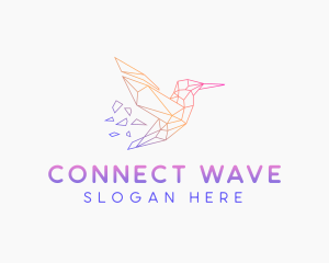 Minimal Geometric Hummingbird Bird logo design