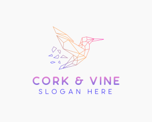 Minimal Geometric Hummingbird Bird logo design