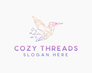 Minimal Geometric Hummingbird Bird logo design