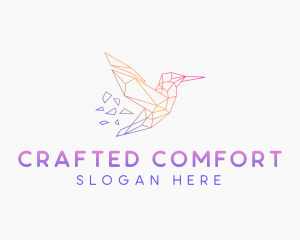 Minimal Geometric Hummingbird Bird logo design