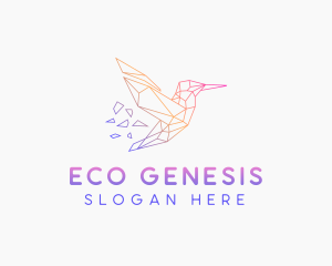 Minimal Geometric Hummingbird Bird logo design