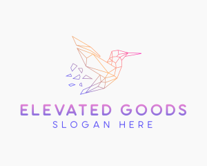 Minimal Geometric Hummingbird Bird logo design