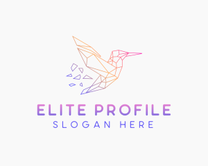 Minimal Geometric Hummingbird Bird logo design