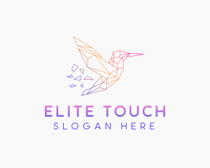 Minimal Geometric Hummingbird Bird logo design