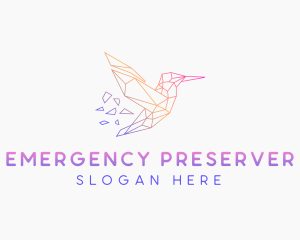 Minimal Geometric Hummingbird Bird logo design