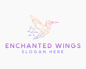 Minimal Geometric Hummingbird Bird logo design