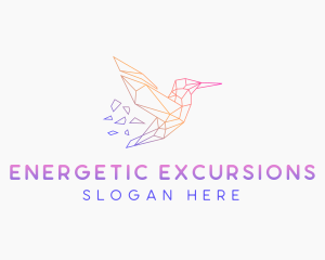 Minimal Geometric Hummingbird Bird logo design