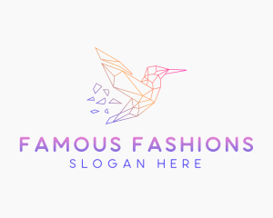 Minimal Geometric Hummingbird Bird logo design