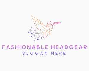 Minimal Geometric Hummingbird Bird logo design