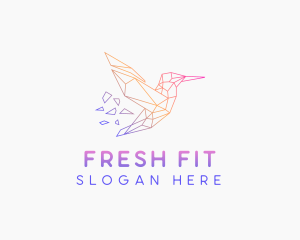 Minimal Geometric Hummingbird Bird logo design