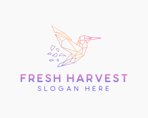 Minimal Geometric Hummingbird Bird logo design