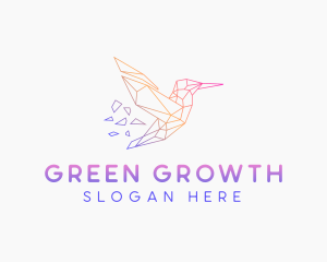 Minimal Geometric Hummingbird Bird logo design