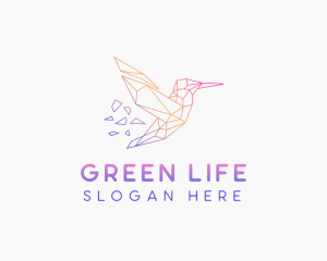 Minimal Geometric Hummingbird Bird logo design