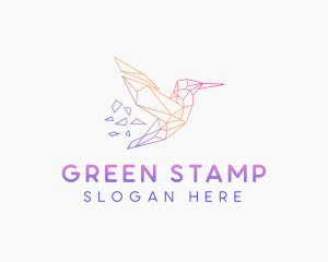 Minimal Geometric Hummingbird Bird logo design