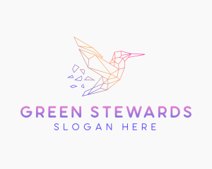 Minimal Geometric Hummingbird Bird logo design