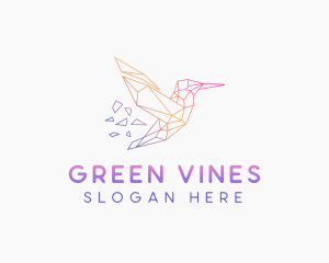 Minimal Geometric Hummingbird Bird logo design