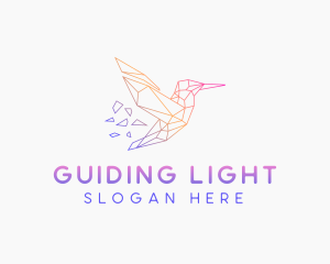 Minimal Geometric Hummingbird Bird logo design