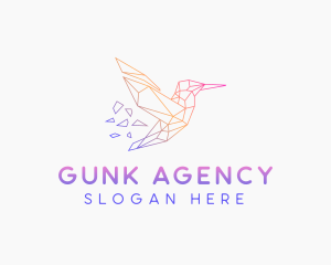 Minimal Geometric Hummingbird Bird logo design