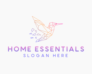 Minimal Geometric Hummingbird Bird logo design