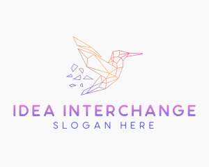 Minimal Geometric Hummingbird Bird logo design