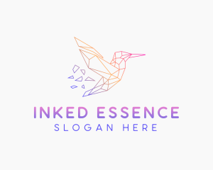 Minimal Geometric Hummingbird Bird logo design