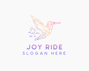 Minimal Geometric Hummingbird Bird logo design