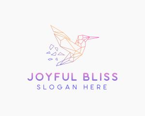 Minimal Geometric Hummingbird Bird logo design