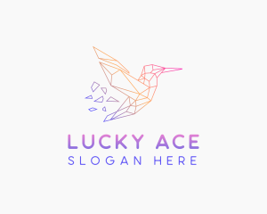 Minimal Geometric Hummingbird Bird logo design