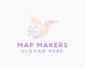 Minimal Geometric Hummingbird Bird logo design